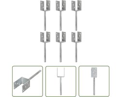 vidaXL Tuinaccessoires - Grondankers - Grondankers 6 st 7x6x30 cm gegalvaniseerd staal zilverkleurig - Buitenaanleg - Terrasconstructies - Tuinafwerking