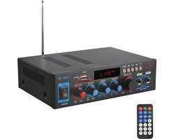 Mini HiFi Bluetooth Versterker - Stereo Audio Amplifier met Afstandsbediening & LED-Display 12V / 220V