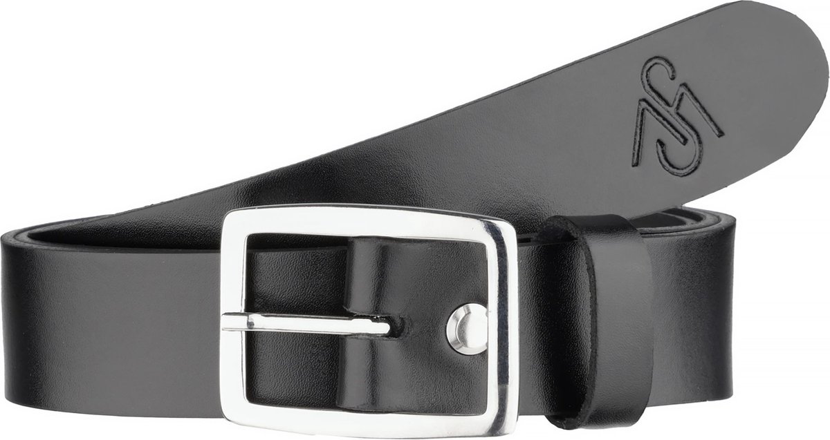 Ladeheid Dames Kledingriem - Riem - Broekriem - Verstelbaar - Leer - MS-EL-D41 - Zwart-1/Rechthoekige Gesp - 90 cm