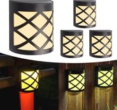 Relaxdays tuinlampen lichtbollen set van 4, kleurverandering, breukglas look, waterdicht, met grondspies, zilverkleurig