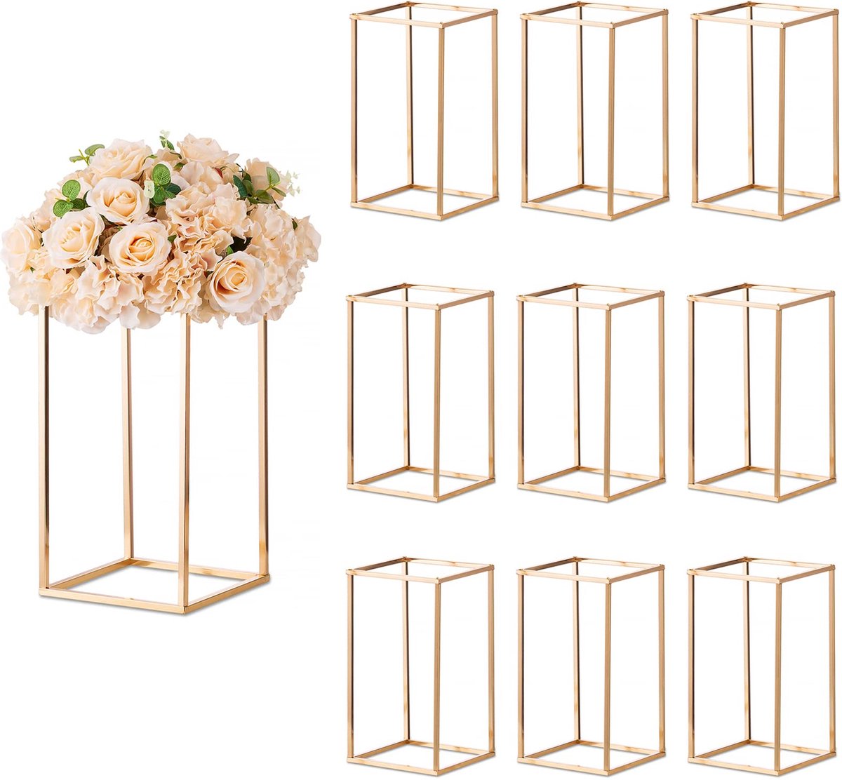 Loha-party®10 stuks Vaas goud framet-zuil-geometrisch metalen-tafel plank-vloer kader-bruiloft ​​decoratieve-bloemenplank -thuis evenement-feest-bruiloft -40cm-10stuks