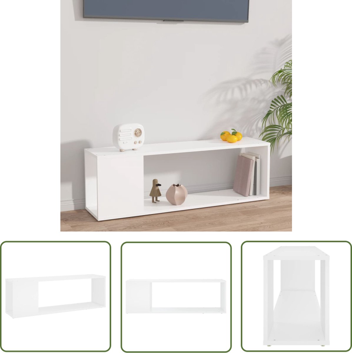 vidaXL Tv-kast - Tv-meubel - Tv-meubel 100x24x32 cm bewerkt hout wit - Houten Tv-standaard - Salontafel - Media-console