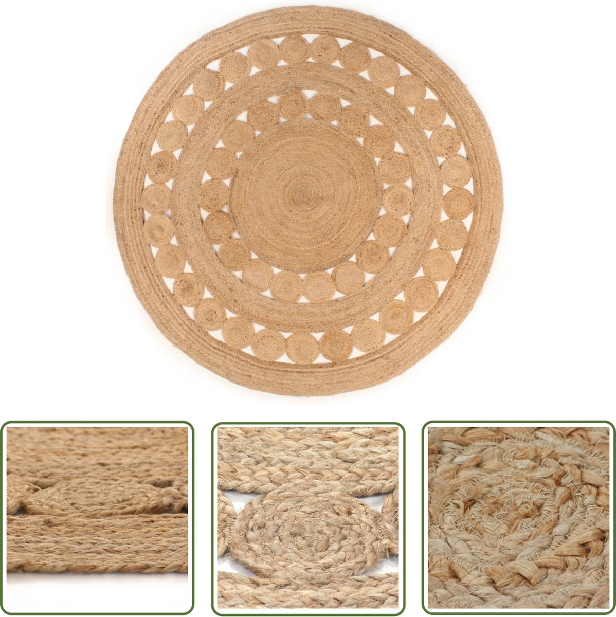 EVA Interior Vloerkleed Jute Rond - Naturel - 240 (L) | Leen Bakker