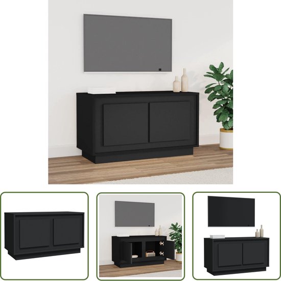 HOMCOM Mobiele tv-kast salontafel met wielen van hout, zwart
