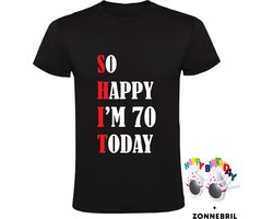 So Happy I'm 70 Today Heren T-shirt met leuke zonnebril - shit - feest - verjaardag - cadeau - verjaardagscadeau - 70 jaar