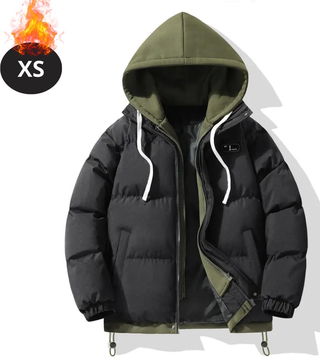 Bovista Winterjas Parka Heren Winter Jas Volwassen Stijlvol Met Capuchon Gewatteerde Jas Zwart