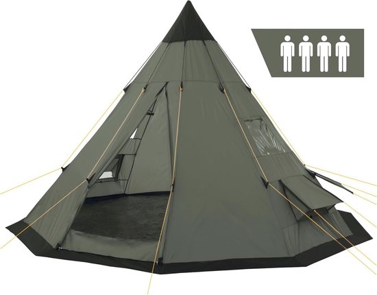 Tipi Tent voor 4 Personen - Ideaal voor Kamperen, Wandelen en Bergbeklimmen - Waterdicht tot 3000 mm - Compact en Luchtig