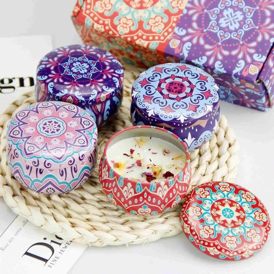 Boncy® Set de Bougies parfumées - Coffret Cadeau de Bougies Geur 4 Pièces - Coffret Cadeau Bougie Parfumée Femme - Cadeau Bougie pour Femme - Coloré