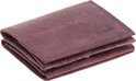 Gevouwen paarse portemonnee met dubbele stiksels.