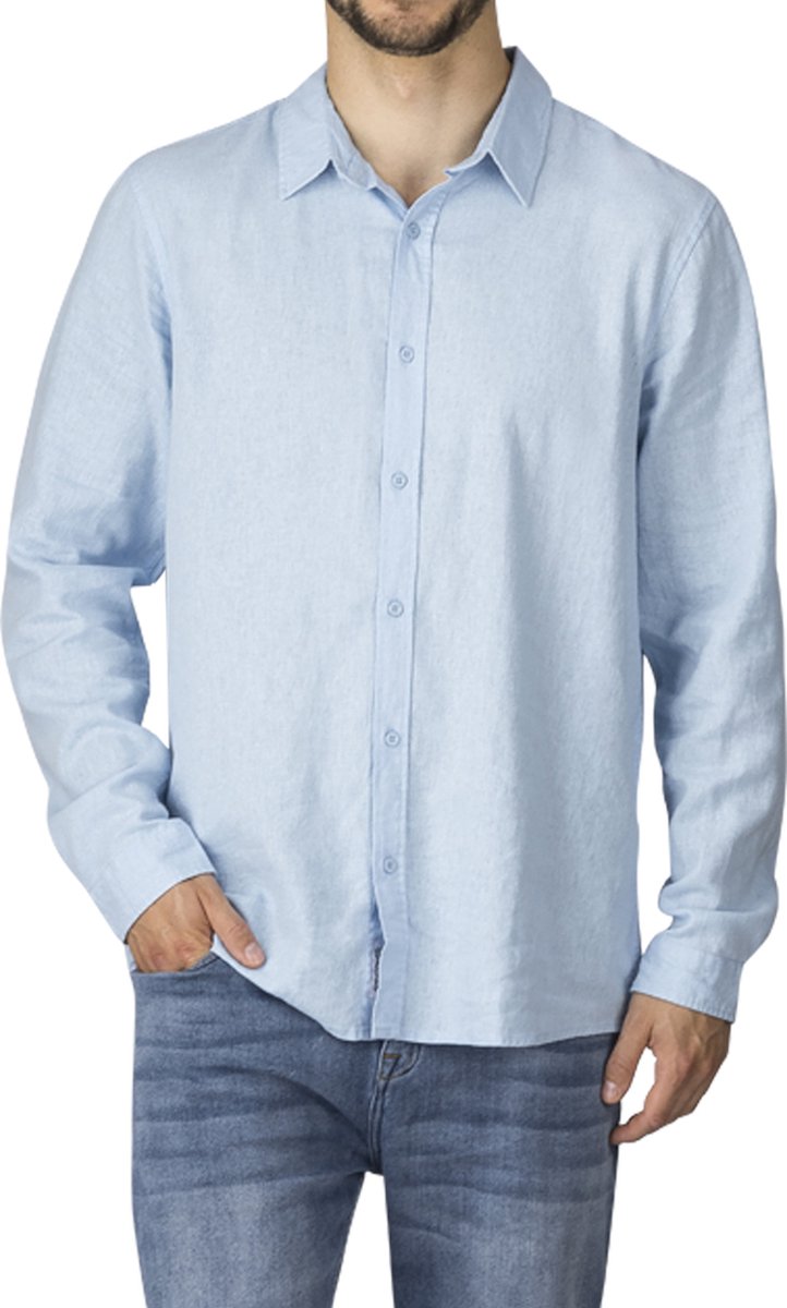 riverso Heren Overhemd RIVFabio regular fit Blauw XL Volwassenen Linnen overhemd