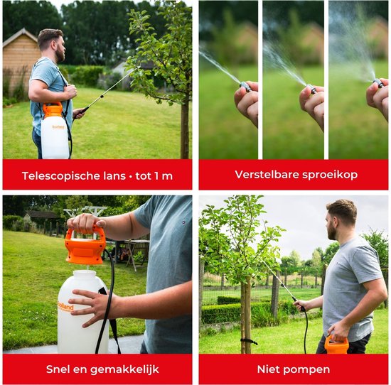 Toolland Drukspuit, elektrisch, herlaadbare batterij, telescopische lans, regelbare sproeikop, schouderriem, 8 liter, wit/oranje/zwart van Merkloos	 — afbeelding 2