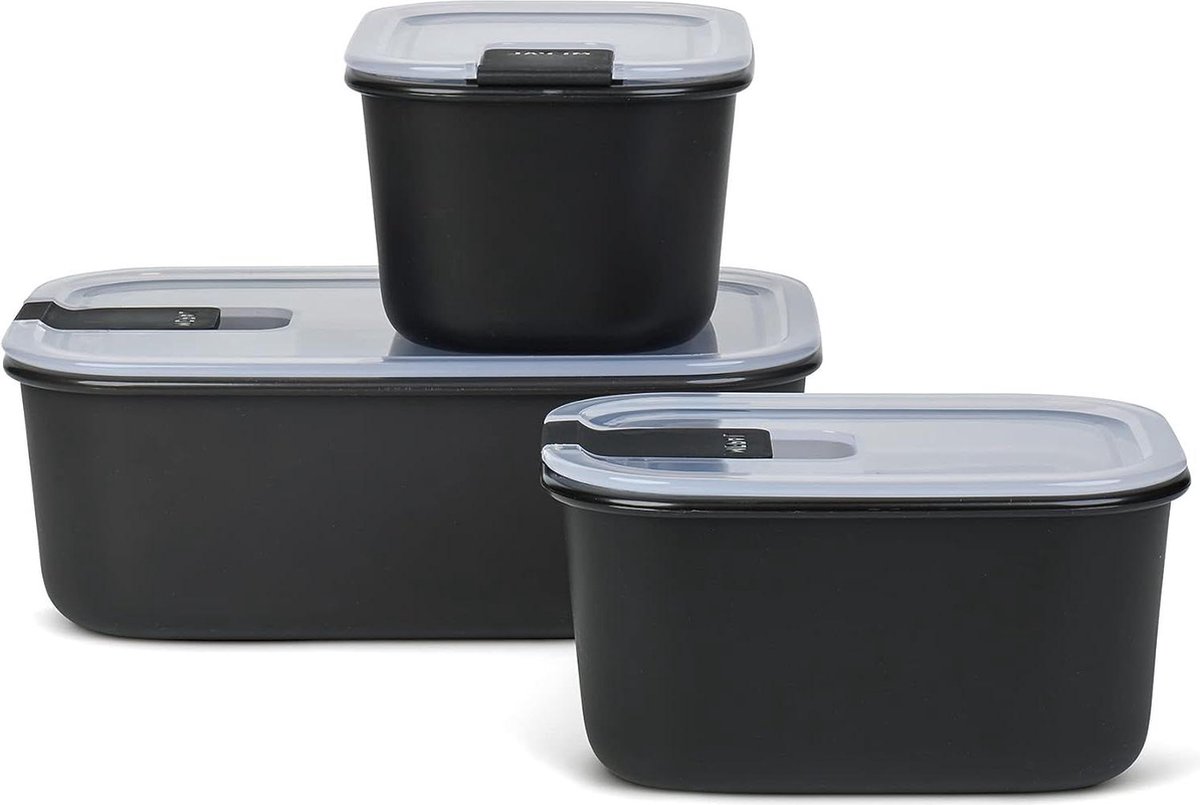Vershouddoos EasyClip 3-delig Nordic black - set van 2x450ml en 1x1000ml diepvriesdozen