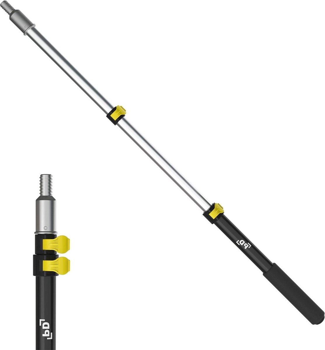 15-3 voet telescopische verlengpaal multifunctionele verfrollenverlenging EZ-Lock Mechanism - Lichtgewicht aluminium handvat - schroefdraadpaal voor raamzuiger - veren stofdoek