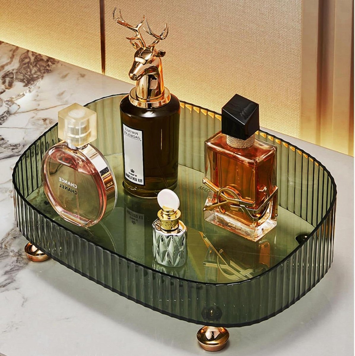 Goedkoopste Organizer voor make-up en parfum - Badkamer en ijdelheid lade - Decoratieve lade voor dressoir - Aanrecht organizer voor cosmetica - Groen