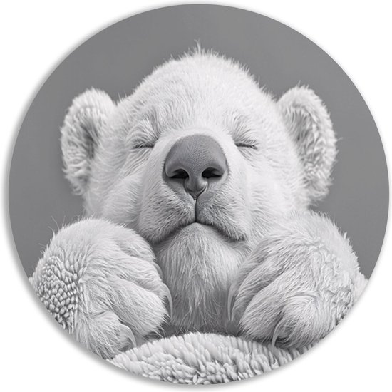 Beer muurcirkel - Dier rond schilderij - Rond schilderij Textuur - Vintage schilderij - Forex - Muurkunst muurcirkel forex 70x70 cm