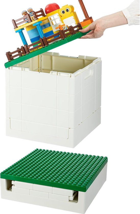 Opvouwbare Opslagdoos met Bouwplaatdeksel voor Duplo Blokken, 26Qt ...