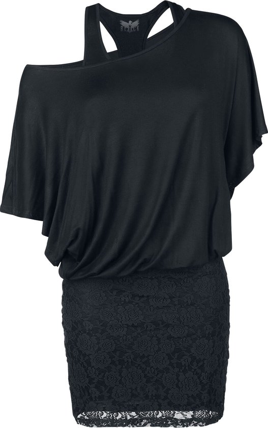 Black Premium by EMP Zwarte jurk in dubbellaagse look met kant - Dames - L
