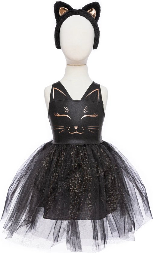 Great Pretenders Verkleedkledij Zwarte Kat - Jurk met diadeem - 5/6 jaar