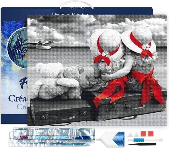 Figured' Art Diamond Painting Set Adultes 40x50 cm avec cadre Couples mignons - 5D DIY Art Full Drill Square Diamond - Toile déjà encadrée