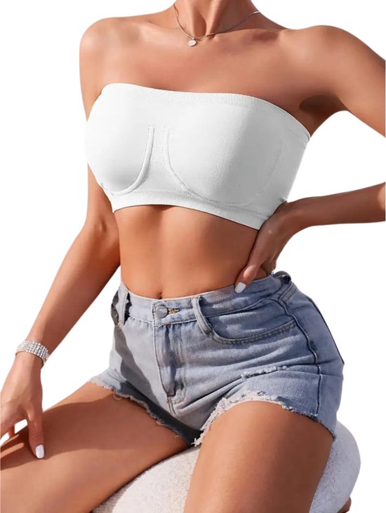 Nivard BH sans armatures - Sans Bracelets - Soutiens-gorge -gorge Push -up - Soutien-gorge Comfort - Confortable - Solide - Wit - Taille XL