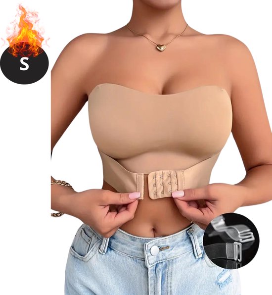 Nivard BH sans armatures - Sans Bracelets - Soutiens-gorge -gorge Push -up - Soutien-gorge Comfort - Confortable - Fermeture large - Camel - Taille S