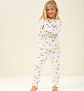 Little Label - pyjama meisjes wit harten - 10Y/134-140 - Zachte BIO Katoen