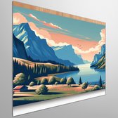 Acryl landschap schilderij | Colorful Acrylic Dreamscape: A Vibrant Canvas of Natural Beauty | Kunst - 20x20 centimeter op Dibond | Foto op Dibond