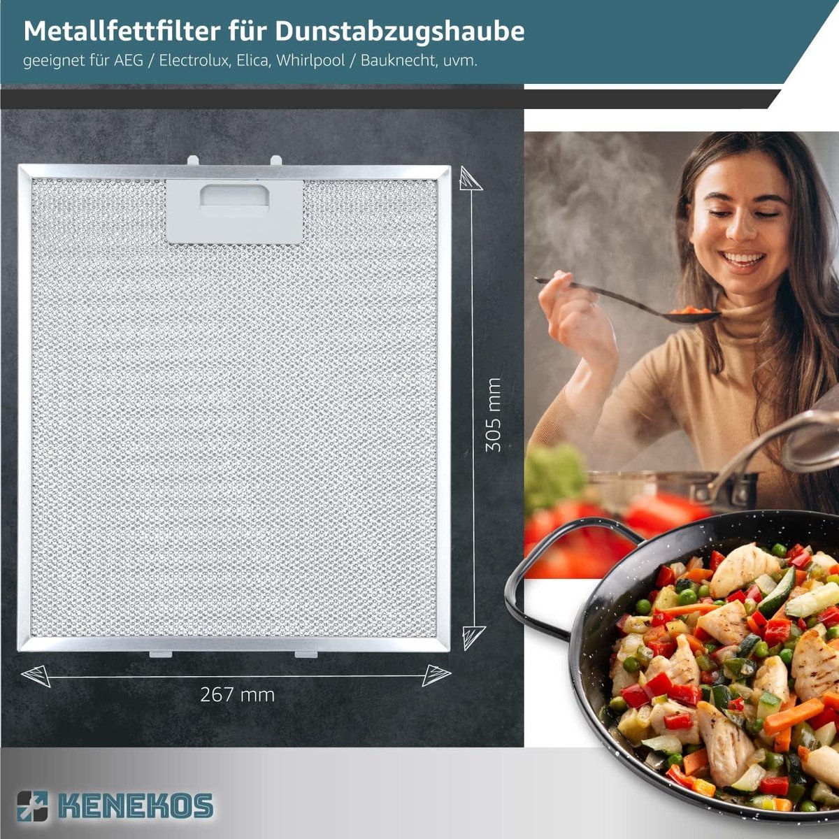 Afzuigkap filter vervanging 290 x 240 x 9 mm, roestvrijstalen afzuigkap vetfilters, afzuigkap metalen gaas vetfilter voor keukenafzuigkap ventilator ventilatie (2 stuks