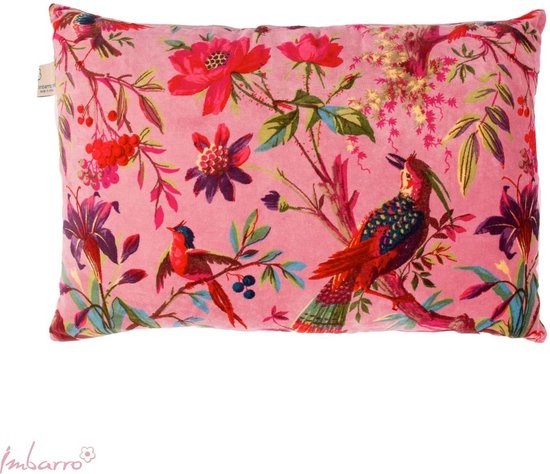 Imbarro - Coussin - Sierkussen - Paradise - L Pink - Velours 100% coton - 40 x 60 cm