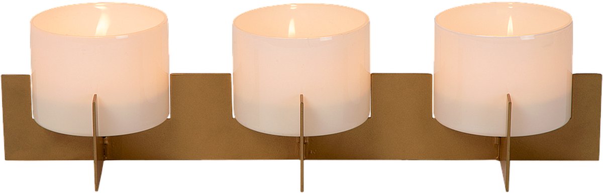 Atmooz - Theelichthouder Zambesi - Set van 3 - Glas en Goudkleurig Metaal - Ø 9 cm - Luxe Tafeldecoratie voor Sfeerverlichting