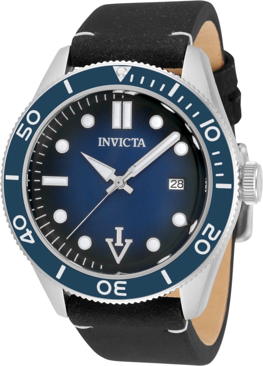 Invicta Vintage 33515 Heren Horloge - Waterdicht - Analoog - Automatisch Uurwerk - Roestvrij Staal met blauwe Wijzerplaat -44