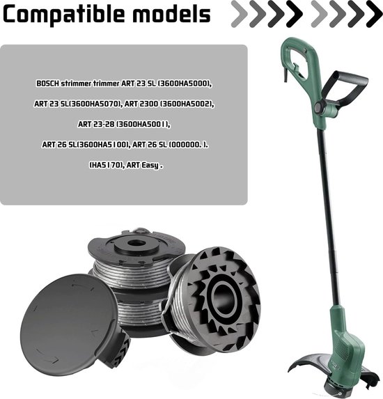 Strimmer spoel lijn, 3 STKS Φ1.65mm 4.9m String Trimmer Vervangende Spoel Lijn + geschikt voor F016F04557 Spoel Cover, Autofeed Nylon Spoelen geschikt voor Bosch ART 23 SL 26 SL Gras Trimmer — afbeelding 5