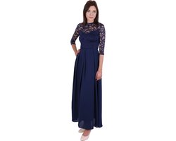 Marineblauwe maxi met kanten top