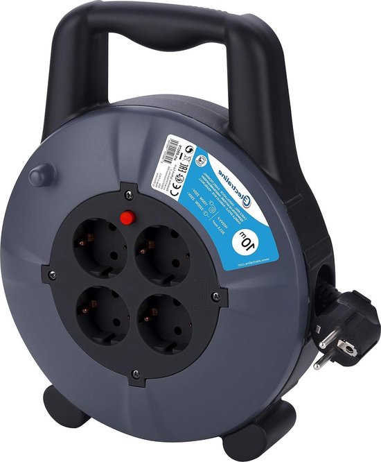Electraline 100238, Kabelhaspel H05VV F 3G1,5 10 M Kabel IP20 Indoor Kabelrol Met 4 Geaarde Stopcontacten Kabelbox Verlengkabel Kabelhaspel Zwengel 753617577 Electraline 100238, Kabelhaspel H05VV F 3G1,5 10 M Kabel IP20 Indoor Kabelrol Met 4 Geaarde Stopcontacten Kabelbox Verlengkabel Kabelhaspel Zwengel 753617577