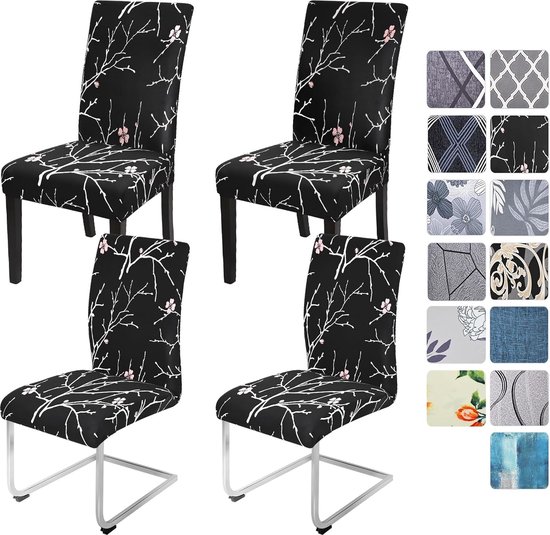Alishomtll Stretch stoelhoezen, set van 4, jacquard stoelhoes voor kantelstoelen, universele eetkamerstoelen, overtrek, wasbaar, afneembaar, stoelbescherming voor keuken, banket, bruiloft, feest
