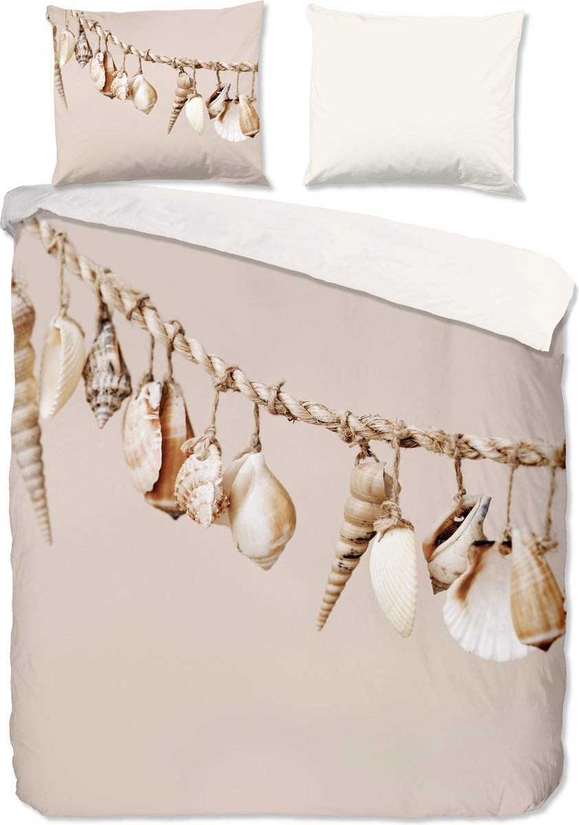 Pure dekbedovertrek schelpen - Lits jumeaux 240x200/220 cm - Zand - Microvezel Sand