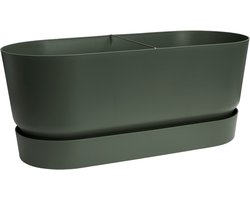 Elho Greenville Terrace Trough met Wielen - Plantenbak met Waterreservoir - 100% Gerecycled Plastic - L78 x B35 x H33.5 cm - Blad groen