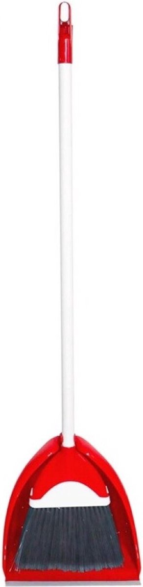 Goedkoopste Concorde Stoffer en Blik set met lange steel - rood - 102 cm - Zachte bezem voor binnen - Ergonomisch design