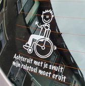 Rolstoelsticker - Gehandicaptensticker - Invalidesticker - Afstand houden - wit - 11 cm x 13 cm - herenvariant - minder valide