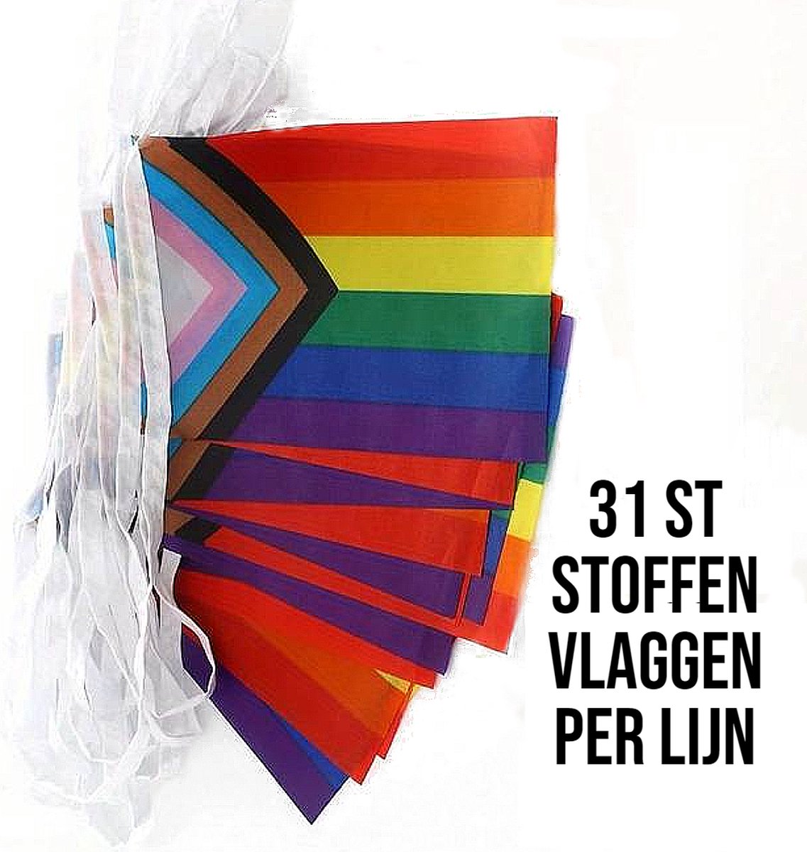 Allernieuwste.nl® Vlaggenlijn LGBTQ Regenboog Pride - Polyestervezel voor Binnen en Buiten - LGBT Versiering - 31 vlaggen kleur %%