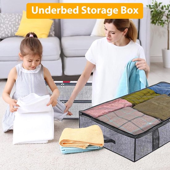 Opbergdozen voor onder het bed - Ademend en waterdicht - Set van 4 - 60 x 45 x 15 cm