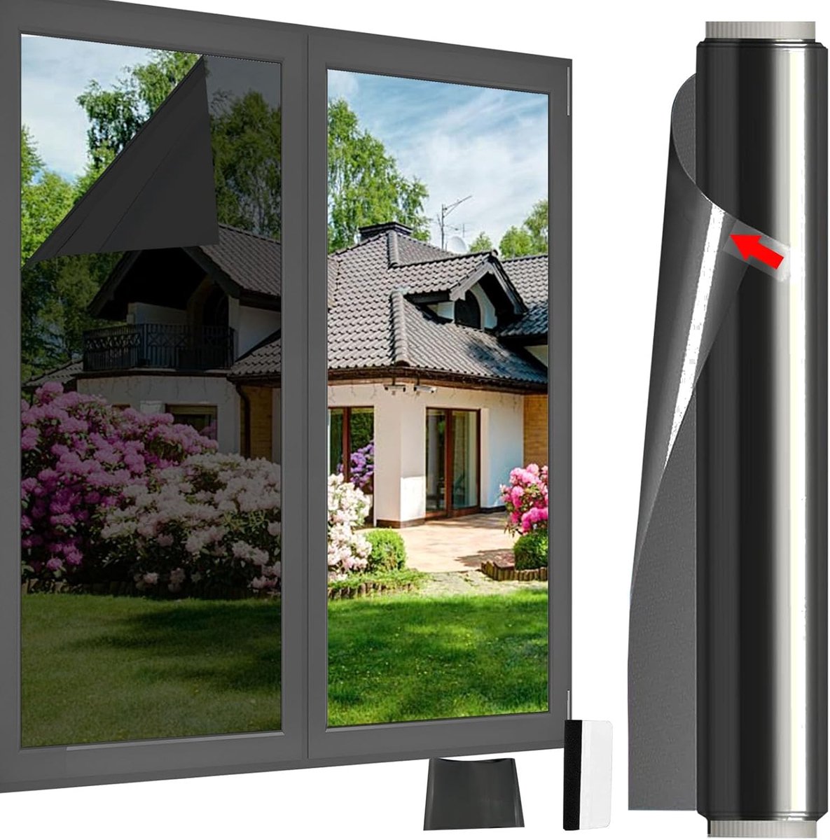Solacis Privacy Folie Raam - Raamfolie - Folie Raam - Zichtwerend - Anti Inkijk Raamfolie - Must have voor uw privacy! zwart