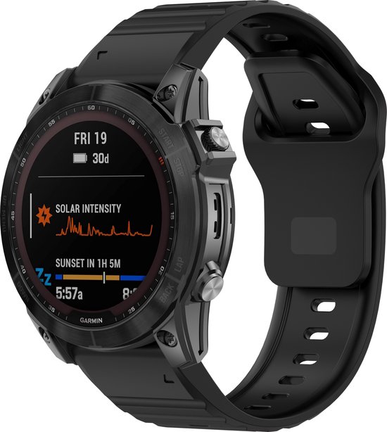 Bracelet en silicone Strap-it Plein air - adapté pour Garmin Fenix ​​​​5 (Plus) / Fenix ​​​​6 (Pro) / Fenix ​​​​7 (Pro - Sapphire - Solar) / Fenix ​​​​8 - 47 mm / Quatix 5 - 6 - 7 / Epix Gen 2 - 47 mm / Forerunner 745 / 935 / 945 / 955 / 965 (noir)