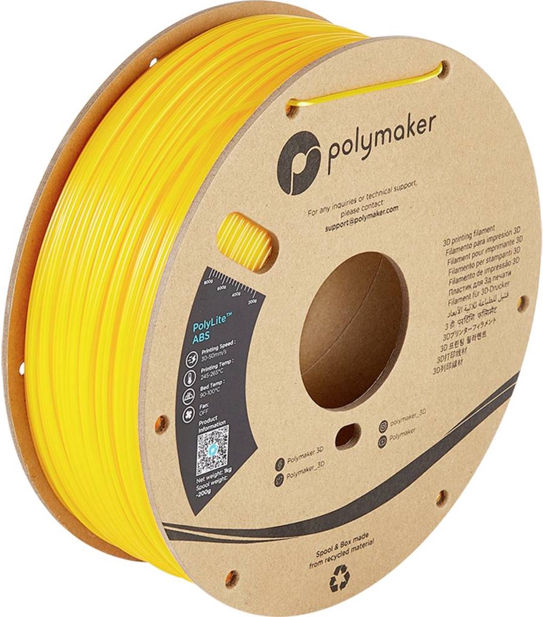 Polymaker PE01016 PolyLite Filament ABS kunststof Geurarm 2.85 mm 1000 g Geel 1 stuk(s)