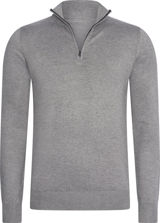 Mario Russo - Pulls pour homme Sweats demi- Zip Grijs - Grijs - Taille 3XL