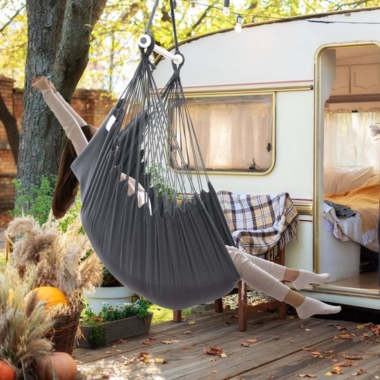Hangstoel met standaard FANO PE rotan Wit