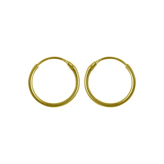 Lucardi Dames oorbellen 12mm - Oorbellen - Cadeau - 14 Karaat Goud - Geelgoud
