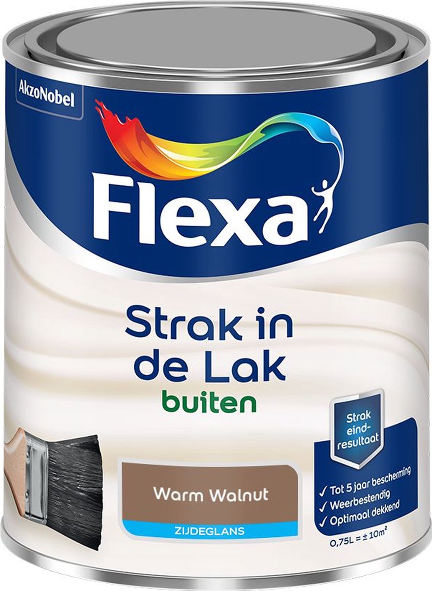 Flexa - Strak in de Lak Buitenlak Zijdeglans - Warm Walnut - Kleur van het jaar 2025 - Mengverf - 0.75 L