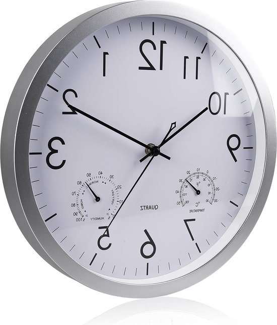 RP-1005-N RELOJ DE PARED TEMPERATURA Y HUMEDAD 25CM NEGRO | ELBE