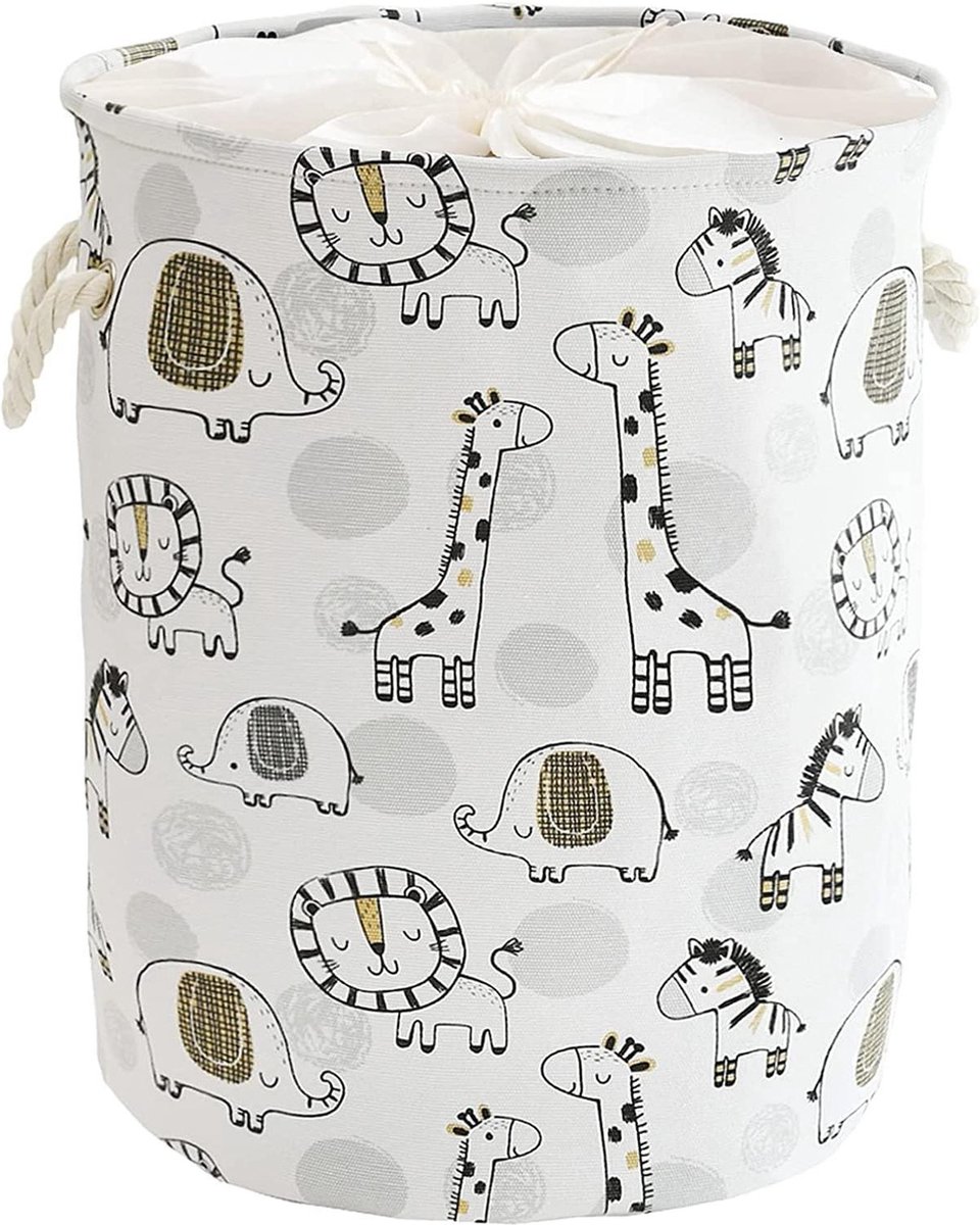 Opvouwbare wasmand voor kinderen met trekkoordsluiting Extra groot Kinderkamer decoratie Knuffeldeken opbergmand 58 liter Giraffe rond